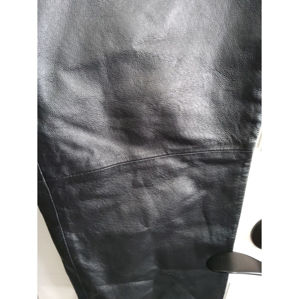 Vtg Clio fitted Leather black pants size 8 Womens Mobwife party bratz biker vamp - Picture 9 of 10